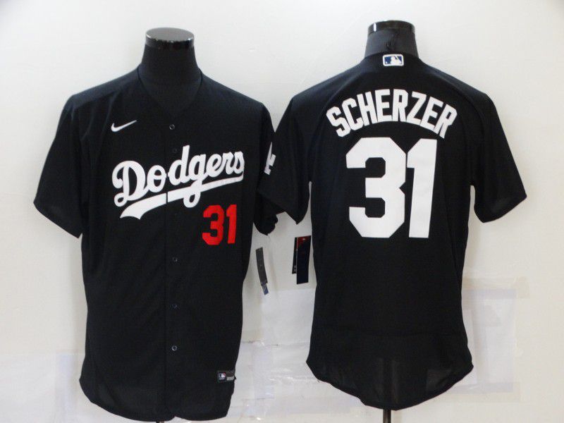 Men Los Angeles Dodgers #31 Scherzer Black Elite 2021 Nike MLB Jerseys->los angeles dodgers->MLB Jersey